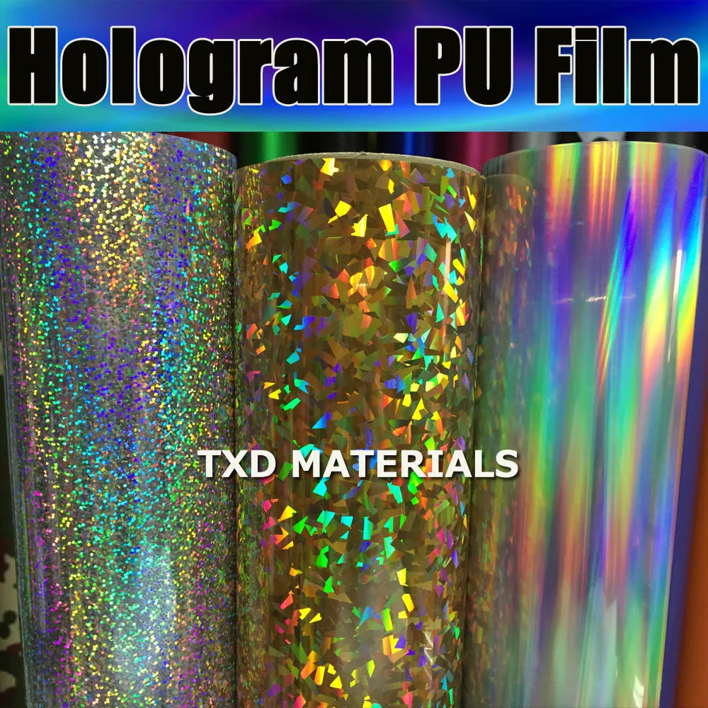 

Hologram pu vinyl for cutter plotter 50CMX100CM High quality Hologram PU VINYL for fabric heat transfer with air free shipping