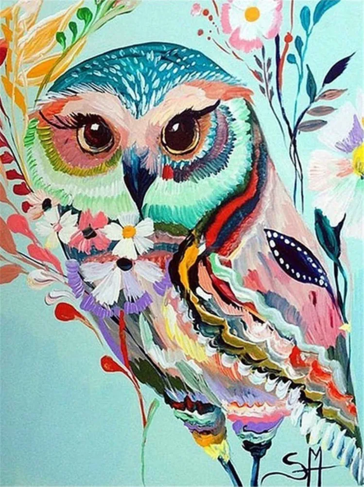 HUACAN алмазная мозаика алмазная вышивка сова полный квадратный Алмазная вышивка Совы животные картина со стразами DIY птицы - Цвет: F7263