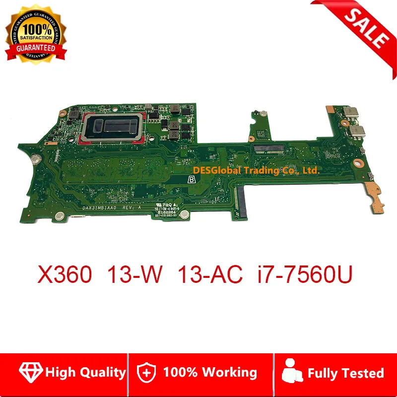  Brand New For HP Spectre X360 13-W 13-AC Laptop Motherboard i7-7560U SR366 DAX31MB1AA0 16GB Mainboa