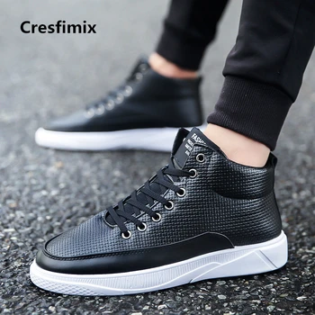 

Cresfimix zapatos de hombre male fashion new black pu leather lace up flat shoes men casual lace up shoes man's cool shoes a762