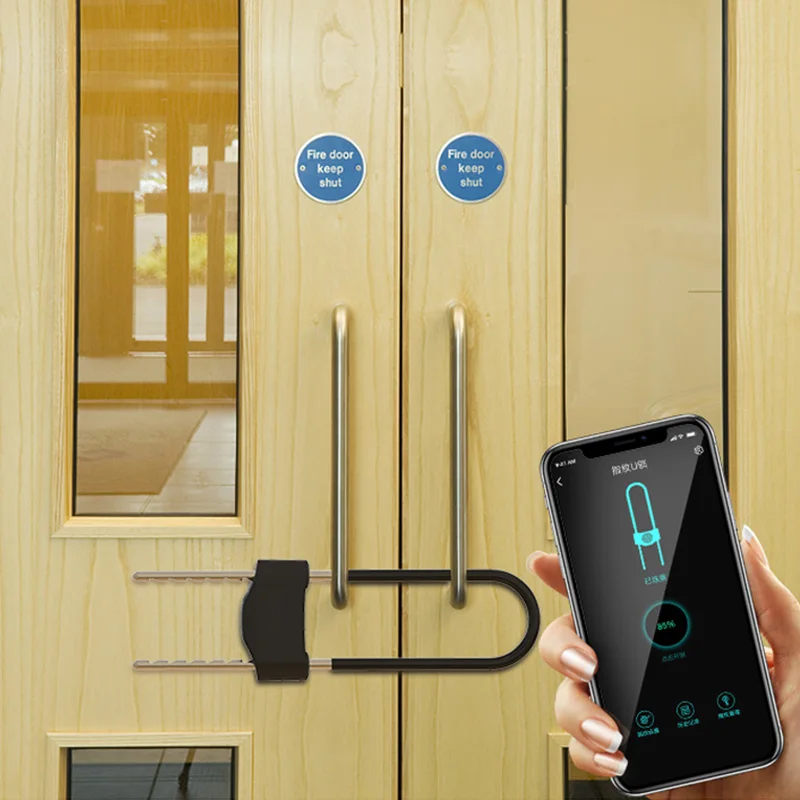 Интеллектуальный отпечаток пальца U тип дверной замок bluetooth разблокировка менеджер с приложением водонепроницаемый Противоугонный замок безопасности