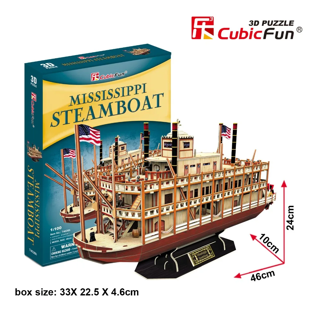 

Candice guo CubicFun 3D paper puzzle building model toy Mississippi steamboat boat ship baby birthday gift christmas present 1pc