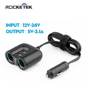 

Rocketek multi usb car charger smart IC 2 USB 3A 2 Socket Cigarette Lighter phone adapter accessories for Xiaomi LG car-charger
