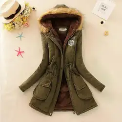 Базовые куртки для женщин зимняя куртка Женская мода пальто плюс бархат с капюшоном длинное пальто культивирования с длинными рукавами