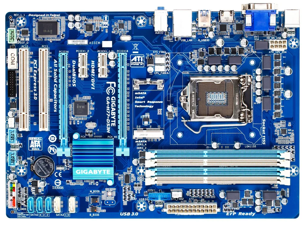 

Gigabyte GA-H77-DS3H Desktop Motherboard H77-DS3H H77 Socket LGA 1155 i7 i5 DDR3 32G SATA3 USB3.0 ATX Original Used Mainboard
