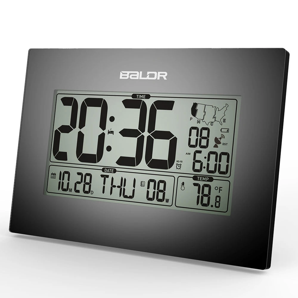 Baldr Stylish Modern Office Tabletop CLock, WWVB Atomic PMCE Time Zone