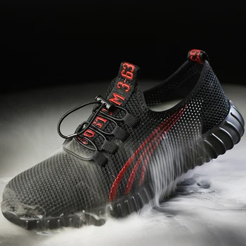 

steel round toe head men's safety work shoes, lightweight and breathable men's work shoes, non-slip wearable men casual shoes