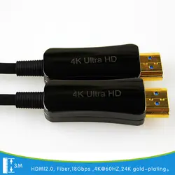 Волоконно-оптические линии 3 кабель HDMI с покрытыем цвета чистого 24 каратного золота 4 K 8 K 1080 P 2160 для HDTV HDMI 2,0 Plug and Play видео кабель 4 ядра