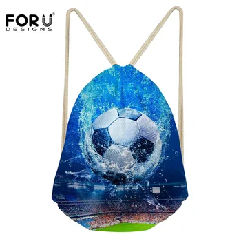 

FORUDESIGNS New Small Drawstring Bag 3D Soccer Football Pattern Storage Shoulder Bags for Boys Girls String Cinch Backpacks Bags