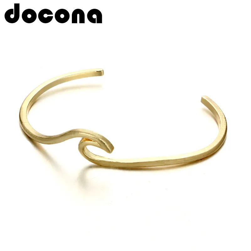 

docona Bohemian Wave Bracelet Bangle for Women Girl Gold Color Metal Ocean Surfer Bracelets Statement Jewelry Pulseiras 4993