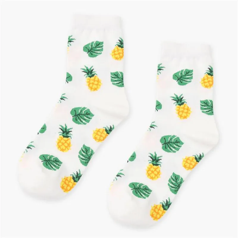 Корейские женские носки, хлопковые носки с фруктами, ананасом, авокадо, бананом, фламинго, зимние теплые носки для женщин, Meias, смешные носки Харадзюку - Цвет: 4