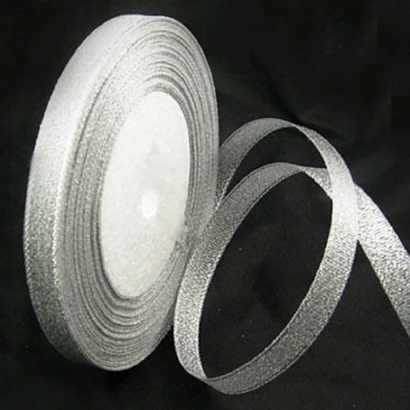 25 yards Organza Ribbon Lace Glitter Shiny Silver 10mm wide 7LS16in