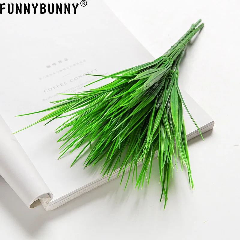 FUNNYBUNNY 2 шт поддельные пластиковые зеленые кусты пшеничной травы цветы