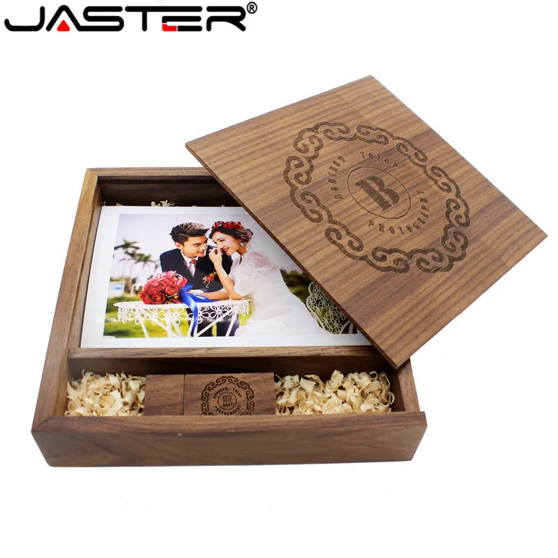 

JASTER maple Wooden Photo Album usb + Box usb flash drive U disk Pendrive 64GB 16GB 32GB free LOGO for photography Wedding gift