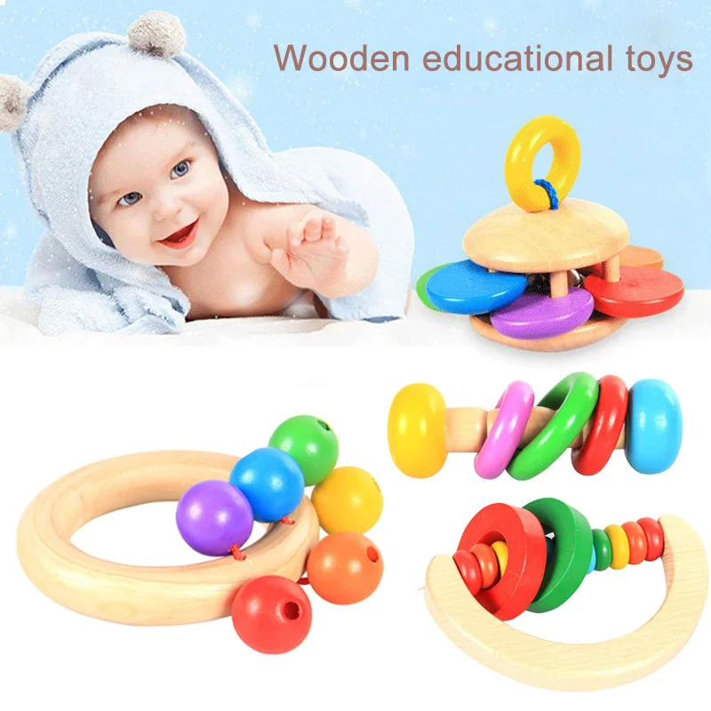 2018 новый 0-12 м детские деревянные погремушки колокольчик Jingle обучение схватив способность Для детей развивающие игрушки подарок- 17