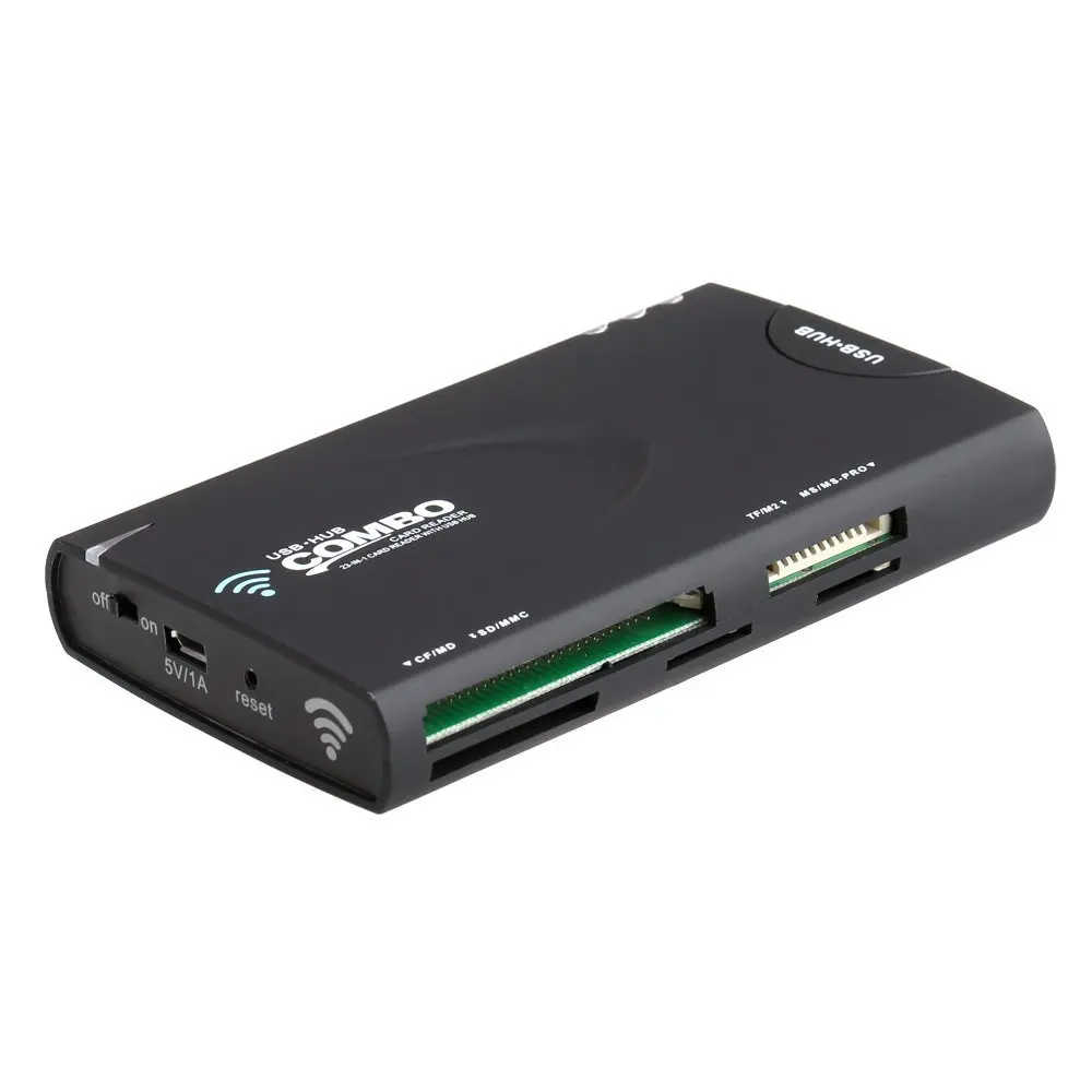 

Wireless WIFI Card Reader 3 Port USB Hub HD 3G Router 1500mAh External Battery Power Bank for iPhone iPad Tablet PC