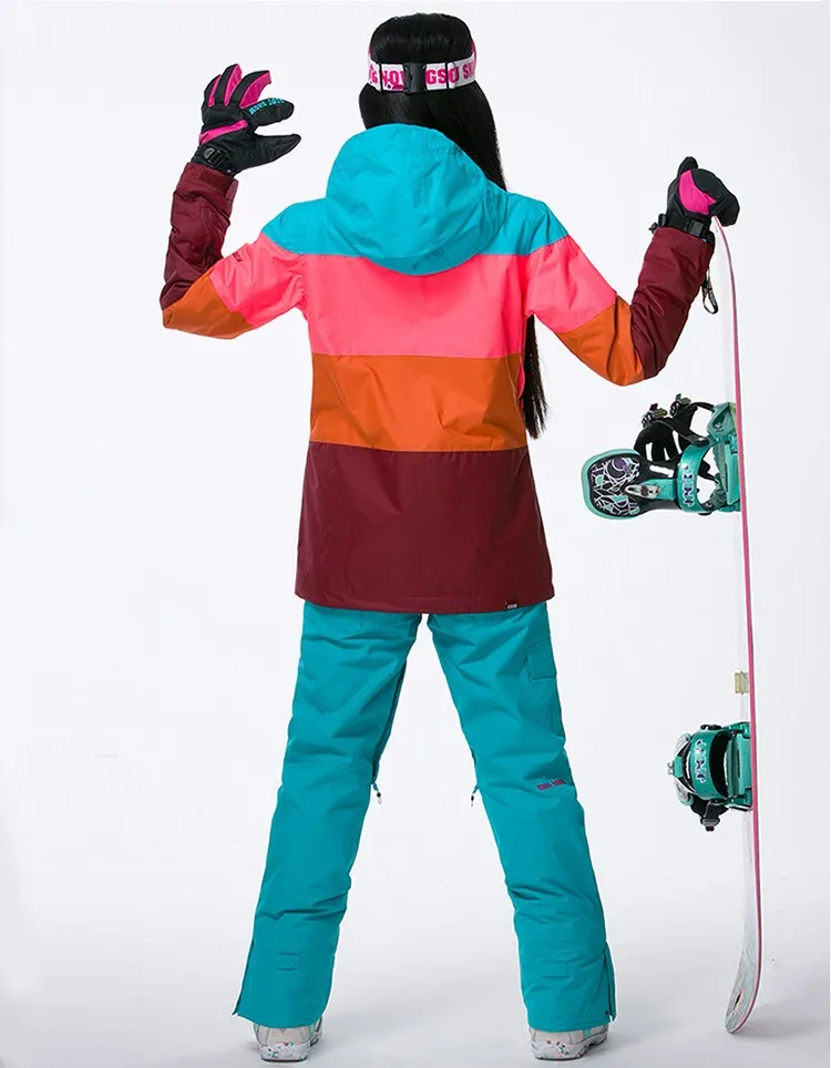 GSOU Снежный бренд лыжные куртки для женщин зимние пальто лоскутное стиль дамы сноуборд теплая куртка утепленная Водонепроницаемая Лыжная одежда
