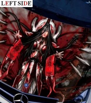 

LEFT SIDE Car Stickers High-definition Inkjet Engine Hood Beauty Girl Cool LOL Game Styling Carbon Vinyl Cover Waterproof