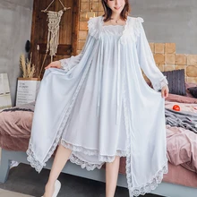 Милая Пижама для нимфетки принцессы в винтажном стиле, пижамы для принцесс, милые летние кружевные женские ночные рубашки с длинными рукавами QQ0166