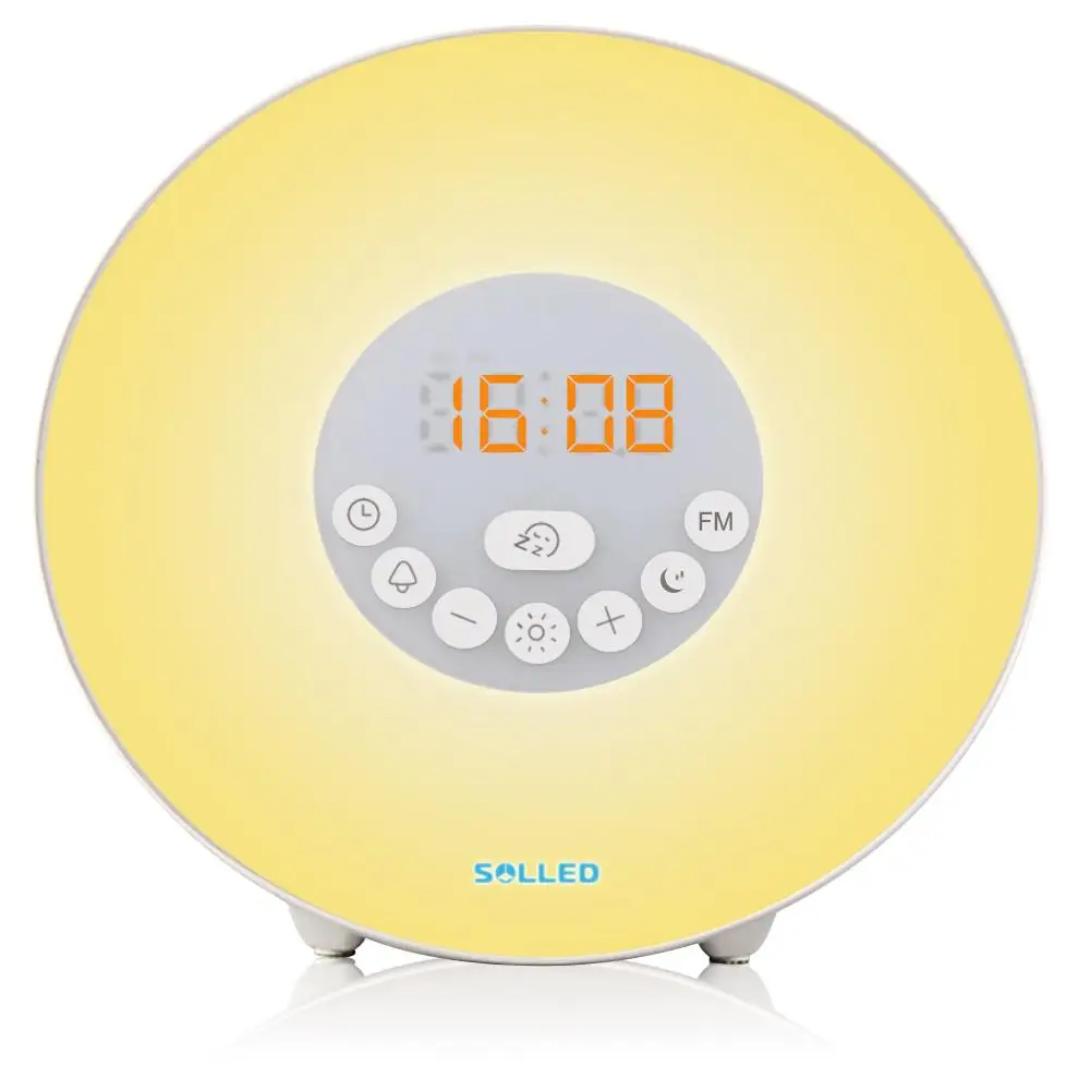 LumiParty Wake Up Light Alarm Clock with Sunrise/Sunset Simulator Dimmable Brightness and