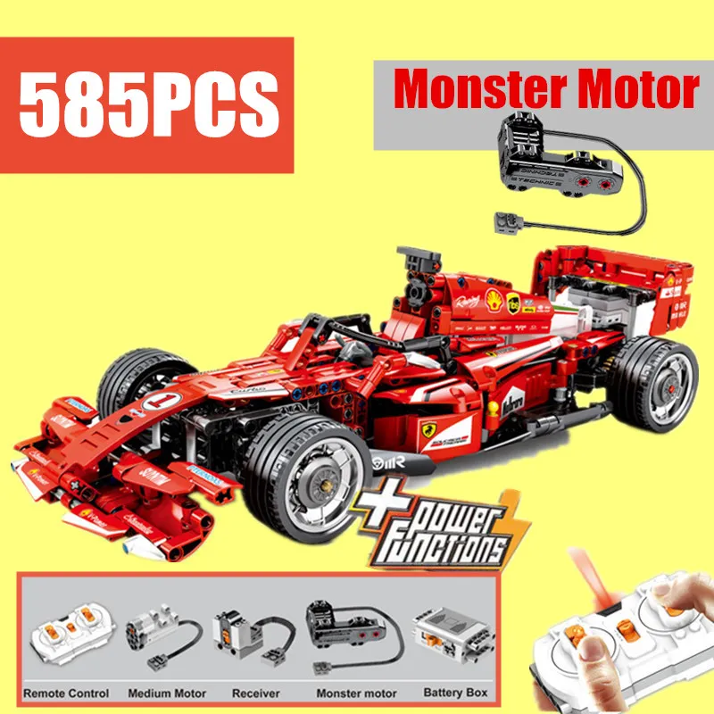 

New Moc F1 RC Motor Power Function Racing Car fit Technic Remote Control Model building blocks bricks toy gifts kid