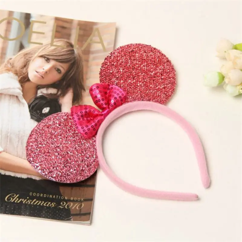 

1pcs Hair Accessories Mickey Minnie Mouse Ears Solid Black&Bow Headband Boys Girls Headwear for Birthday Party or Celebrations