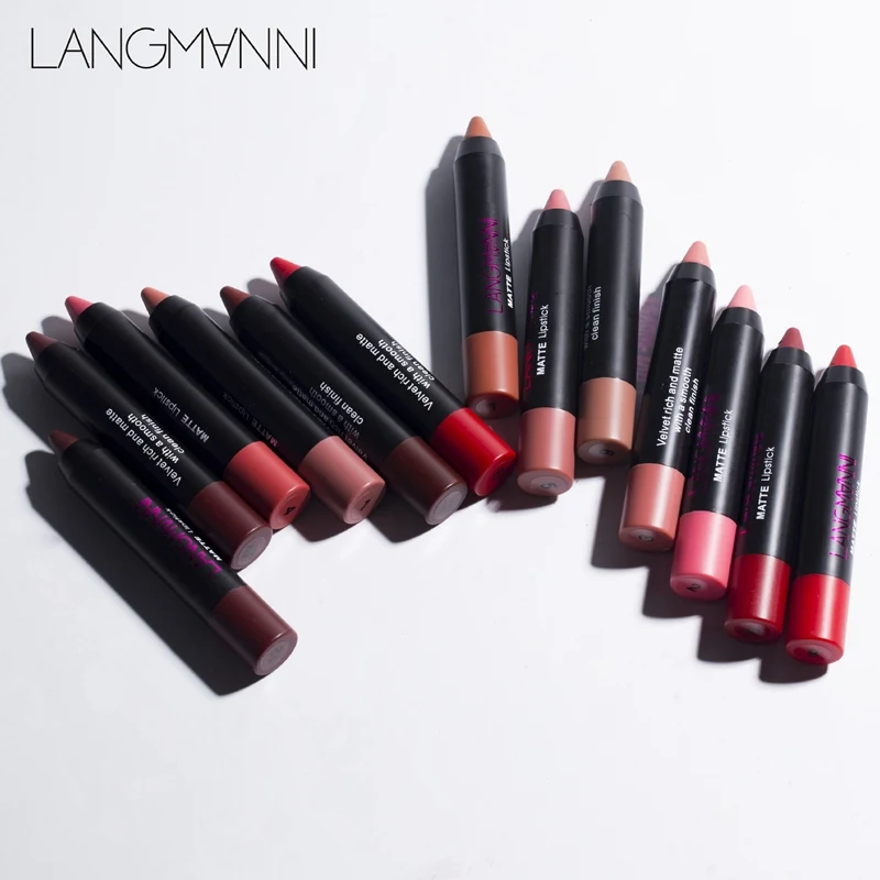 Langmanni 12 Colors Matte Lipsticks Waterproof Matte Lipstick Lip Sticks Cosmetic Easy to Wear Lipstick Matte Batom Makeup Langmanni 12 Colors Matte Lipsticks Waterproof Matte Lipstick Lip Sticks Cosmetic Easy to Wear Lipstick Matte Batom Makeup