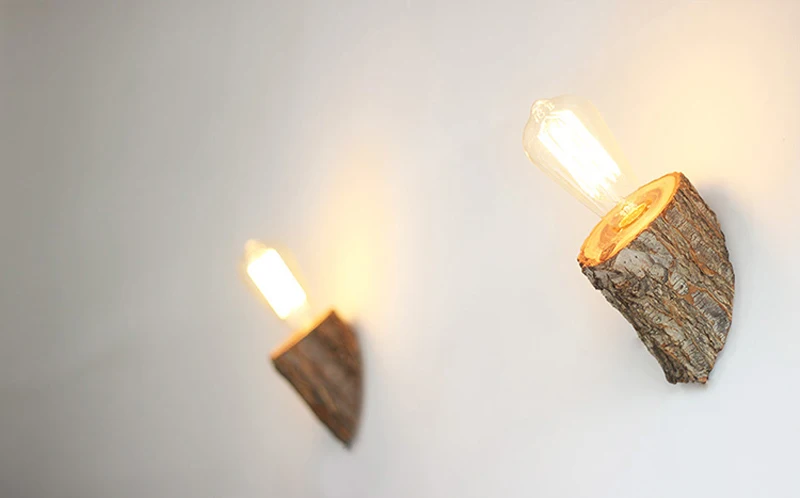 Natural de Madeira Lâmpada de Parede Lâmpada de Parede do Banheiro Decorativo do Vintage Decorativa da Parede Iluminação da Decoração de Madeira Arandela de Parede Luz de Parede Banheiro Levou Iluminação Arandela do 19 High Quality Luzes e Iluminação