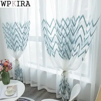 

Wavy Stripes Tulle Curtains for Living Room Bedroom Curtains for Kitchen Window Sheer Modern Voile Curtain Drapes Custom 075&30