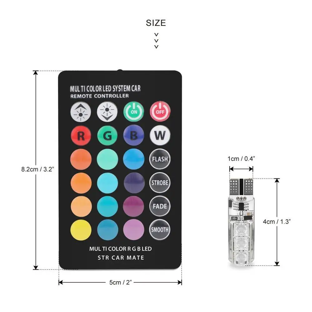 2 шт. пульт дистанционного Управление автомобиля T10 5050 6 светодиодный RGB просвет светодиодный свет силикагель лампа для чтения интерьерный клиновидный боковых фонарей