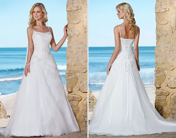 Graceful Beach White Bride Dresses 2017 Spaghetti Strap Square Graceful Beach White Bride Dresses 2017 Spaghetti Strap Square Collar Tulle Lique Lace Up Back Sweep