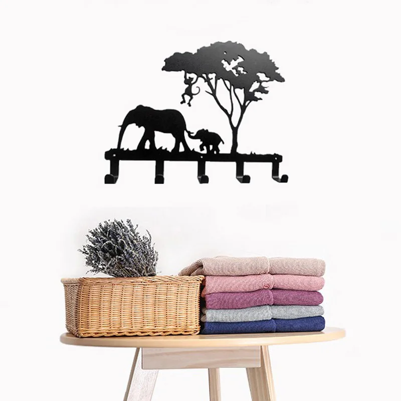  Unique Elephant Design Metal Robe Hook Decorative 5 Coat Hooks Hat/Bag/Clothes Kitchen Bathroom Wal - 32735959417