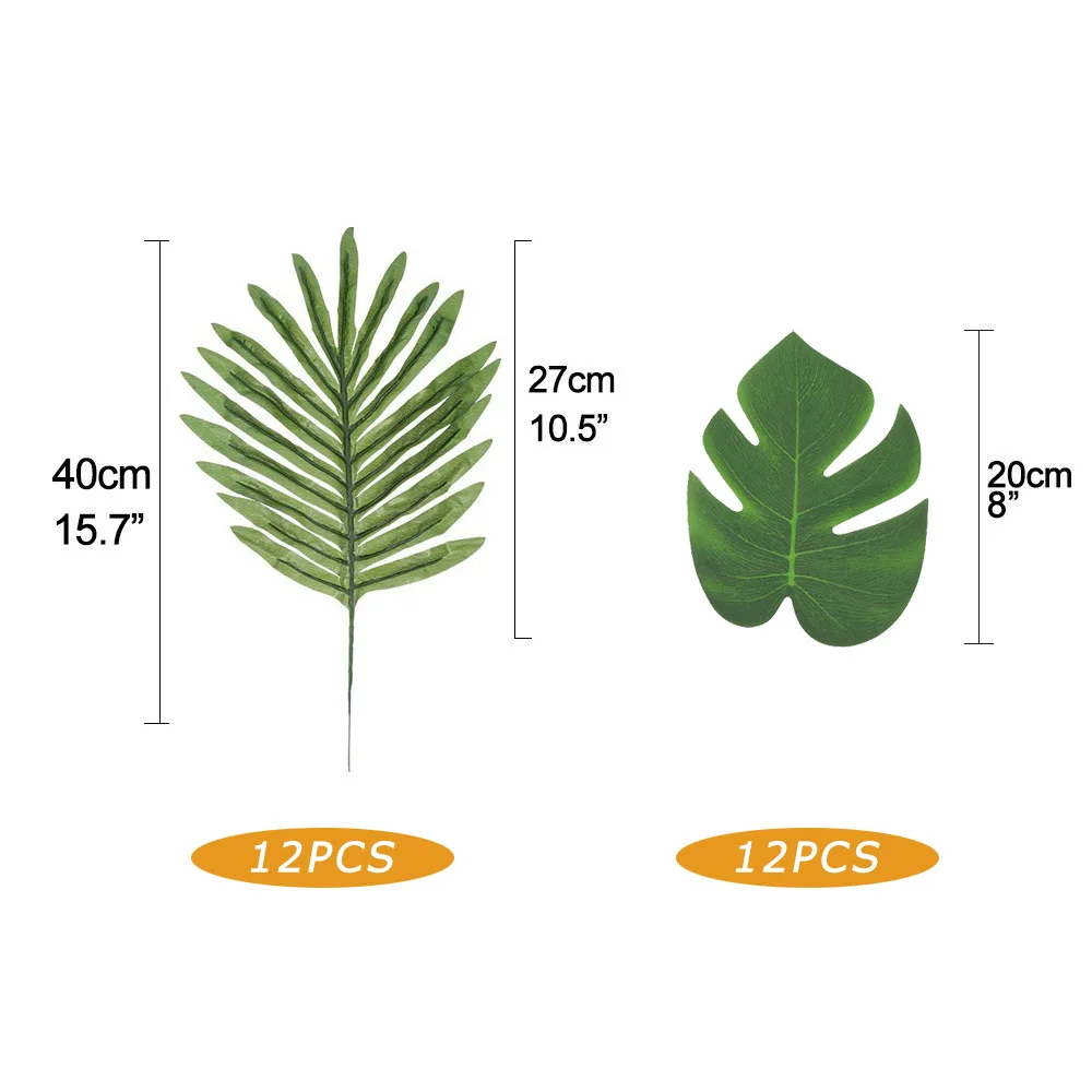 Nicro 24/36/48/60 шт зеленые джунгли искусственные листья тропической пальмы Гавайи моделирование завод Свадебная вечеринка украшения# Art06