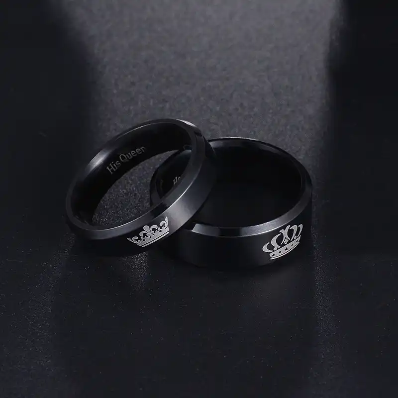 Nuevos Anillos De Pareja De Rey Y Reina De Acero Inoxidable Color
