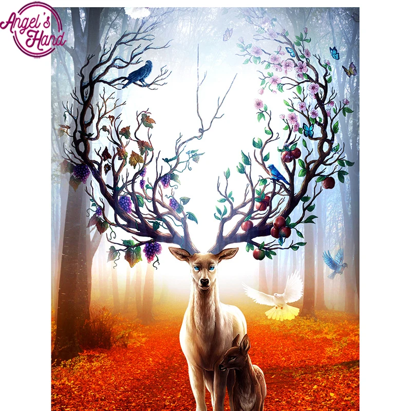 5D DIY Diamond Embroidery deer in the Autumn forest Diamond Painting