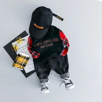 

Toddler Baby Boy Clothes Set Cool Newest Spring Clothing For Toddler Letter T shirt + Pants Outfit 1 2 3 4 Years