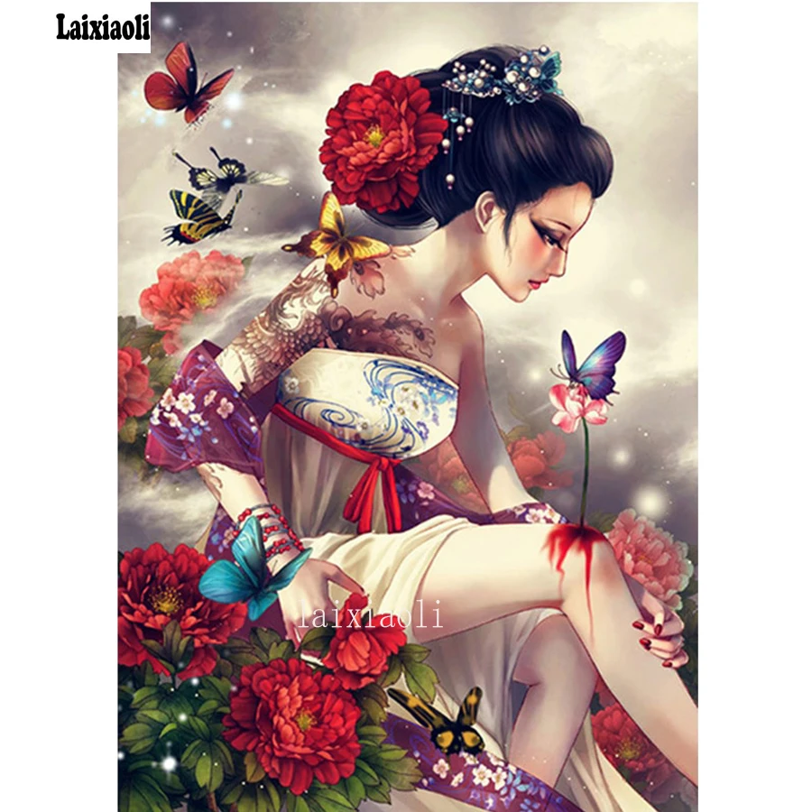 YAOZHUAN Pittura diamante 5D fai da te pieno e rotondo trapano cartone animato ragazza diamante ricamo bambola giapponese croce ctitch strass mosaico decorazioni per la casa