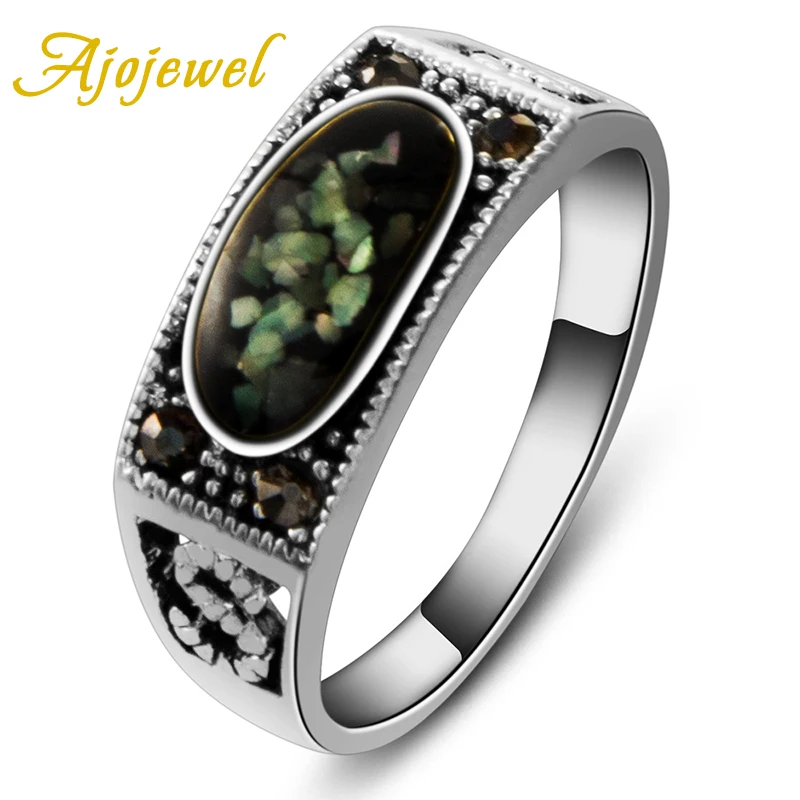 

Ajojewel Thin Designer Black CZ Sea Shell Vintage Rings Women Brand