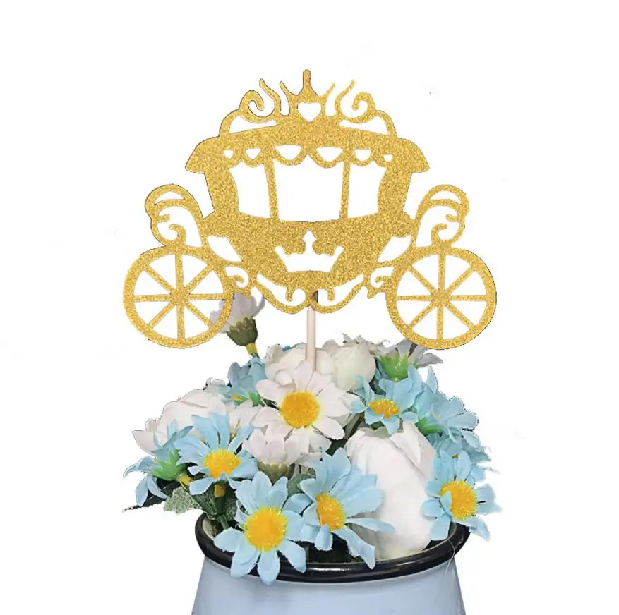 

50pcs carriage Cupcake Cake Toppers Flag For Wedding Party Aniversary Birthday Baby Shower Decorations Supplies