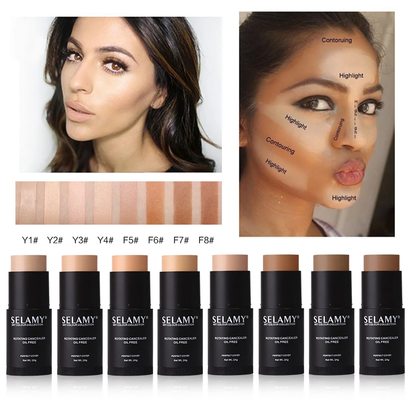 

Selamy Brand Bronzer Concealer Stick Foundation Makeup Full Cover Contour 3D Face Concealer Base Primer Moisturizer Hide Blemish