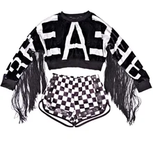 Популярный сценический костюм для девочек; танцевальная одежда с кисточками в стиле джаз; Детский комплект в стиле хип-хоп; мозаичная одежда для уличных танцев; одежда для выступлений; DC1010