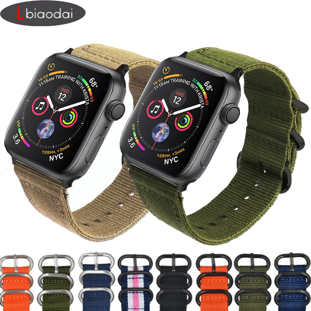 Ремешком Nato для Apple watch band 44 мм 40 correa наручных часов iwatch ремешок 42 38 версия