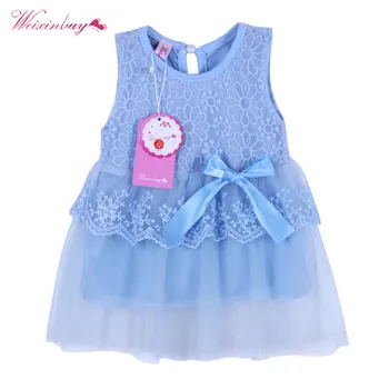 

WEIXINBUY Baby Girls Dress 2018 New Summer Mesh Girls Clothes Applique Sleeveless Princess Dresses Children Clothes