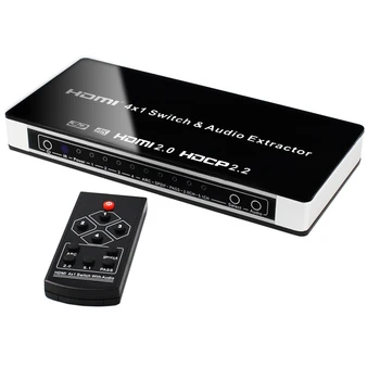 

HDMI 2.0 Switcher with audio toslink+L/R HDMI 2.0 audio extractor splitter converter 4 in 1 out 4KX2K/60HZ HDCP 2.2