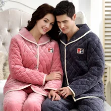 Зимние Для женщин пижамный комплект Человек фланель с длинными рукавами пижамы для девочек теплый толстый бархат кораллового цвета Домашняя одежда рождественские любителей пижамы