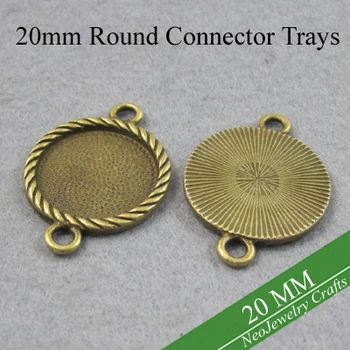

20mm Antique Brass Connector Pendant Settings, Pendant Tray Link, Pendant Tray Connector Settings Great to Make Bracelets