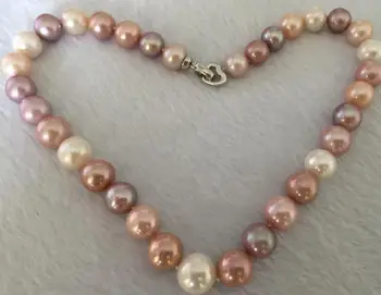 شراءStunning13-15mm جنوب البحر Round Multicolor Pearl قلادة 18