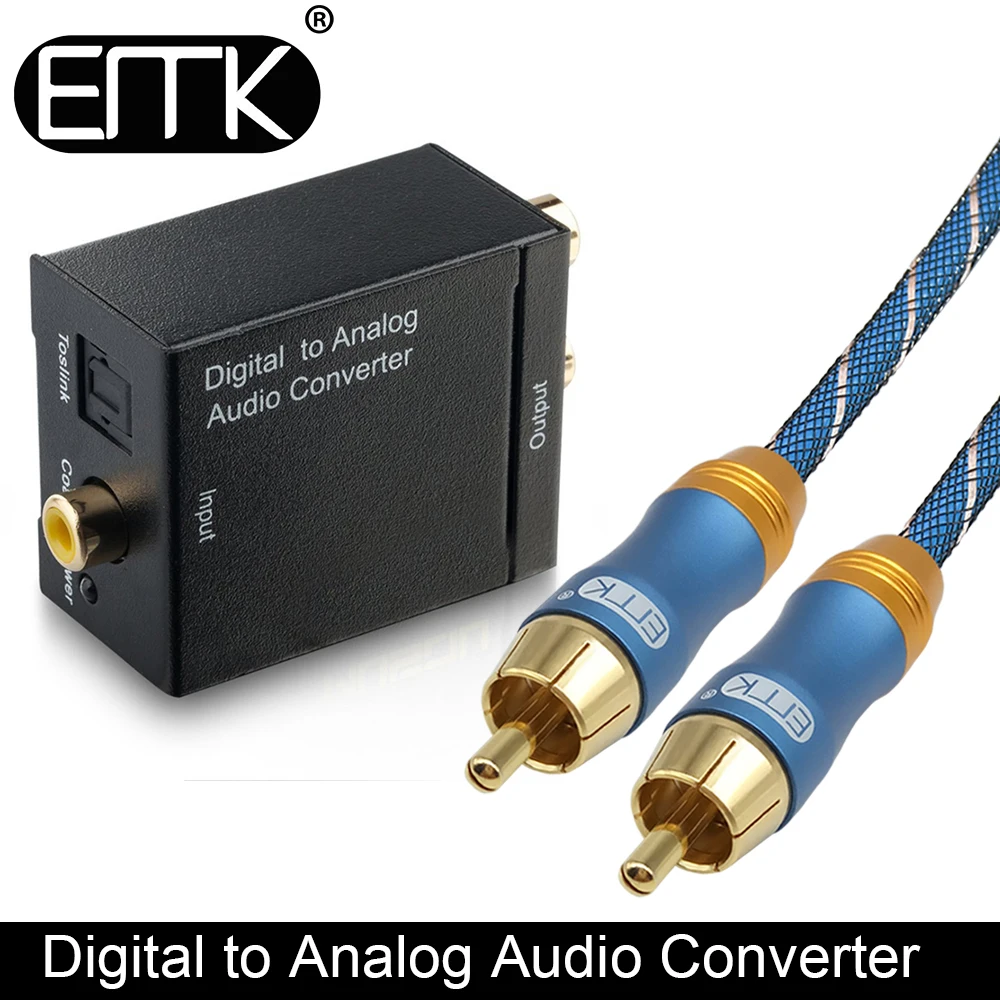 EMK Digital To Analog Audio Converter Coaxial Optical Toslink to RCA