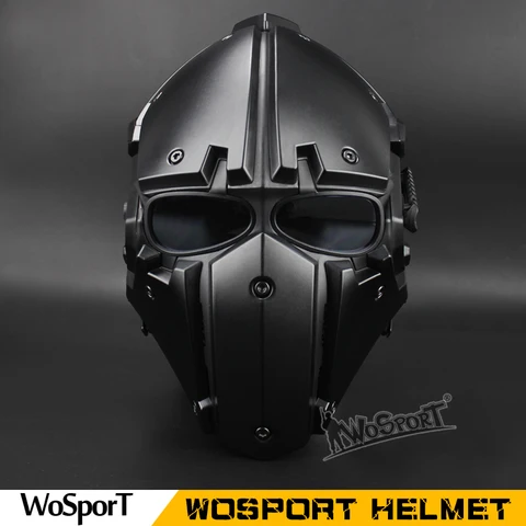 Capacete e Máscara Segurança com Ventilador Wospor Tático Obsidiana Verde Gobl Terminator Óculos Embutido