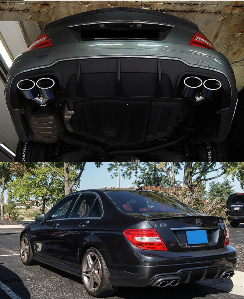 C63 Стиль ABS Пластик задний диффузор для Mercedes W204 C63 2012 2013 C180 C220 C200 C250 C300 C350 задний бампер крышкой 4 розетки